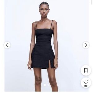 Zara Linen Black Mini Dress